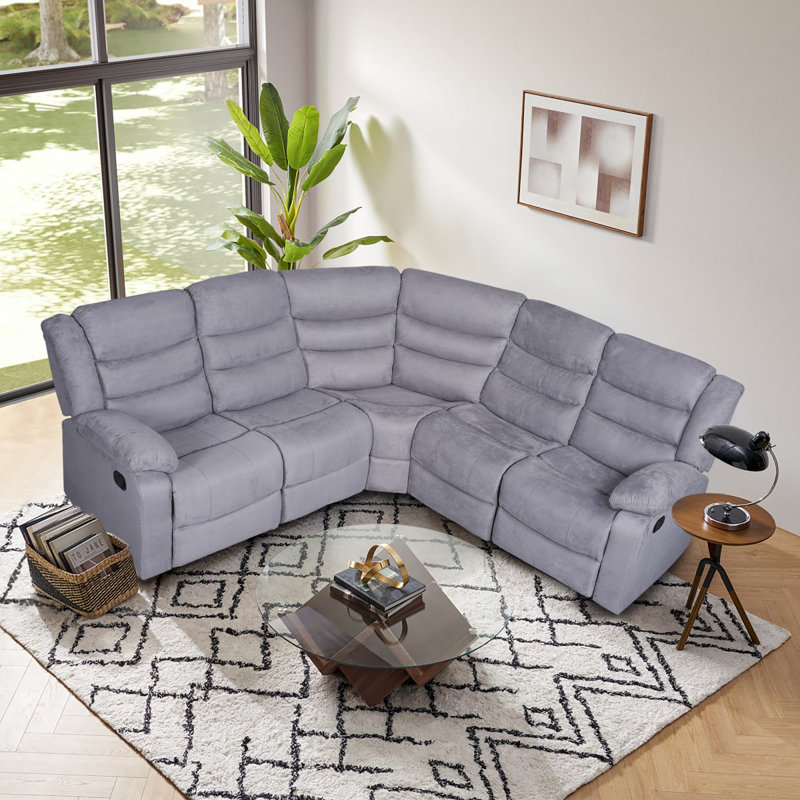 Gray microfiber reclining sectional sale